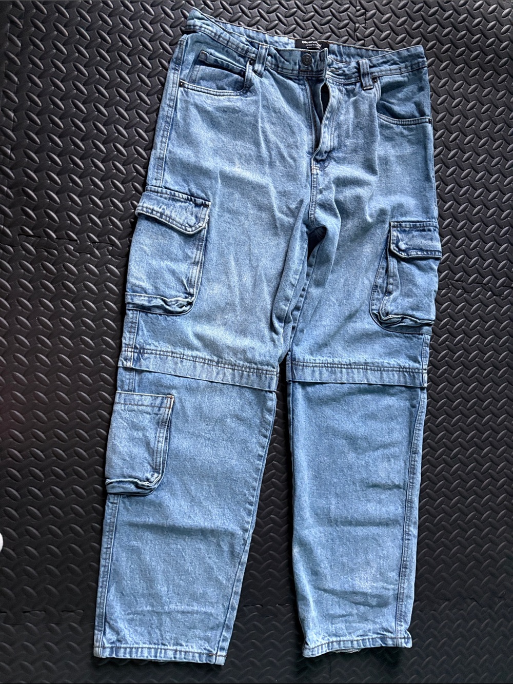 Bluenotes Light Blue Denim Cargo Pants with Multiple Pockets